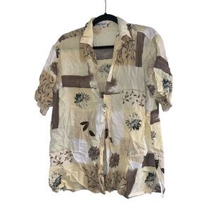 ✨Giorgio Danieli Pale Yellow Hawaiian Tropical Short Sleeve Sz Medium Shirt✨